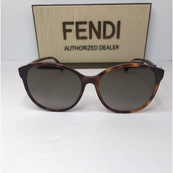 Authentic- Fendi FF 0412/S Sunglasses Dark Havana / Brown Gradient Women's - Picture 5 of 15